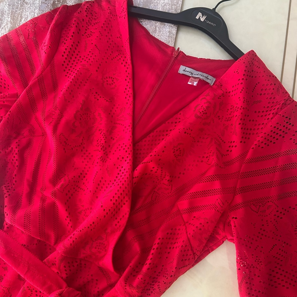 Danny & Nicole Vibrant Red Lace Dress